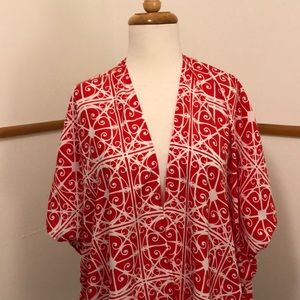 Chris & Carol Red and White Lightweight Coverup